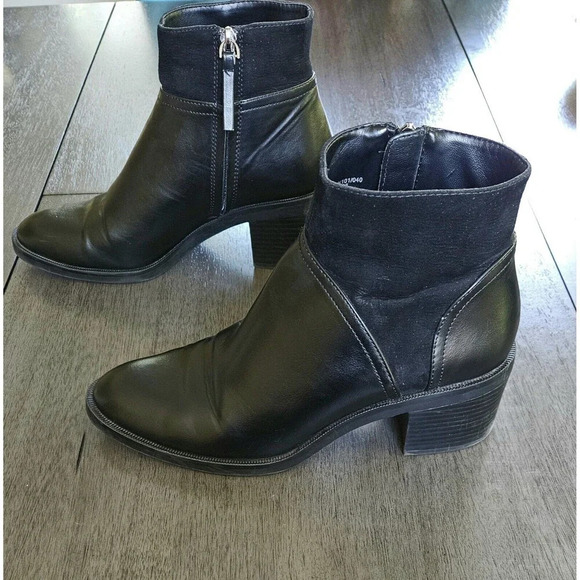 Zara Black Leather & Suede Chelsea Ankle Boots EUR 40 US 8 Basic Collection - Picture 4 of 9